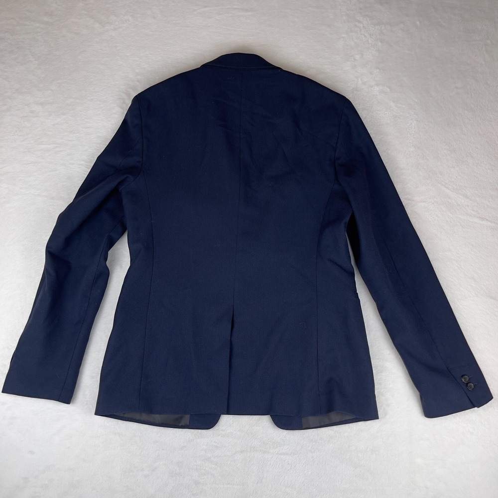 Zara Blazer Jacket Men's 38 Navy Textured Lined Single Breasted Notch Lapel - Picture 2 of 7